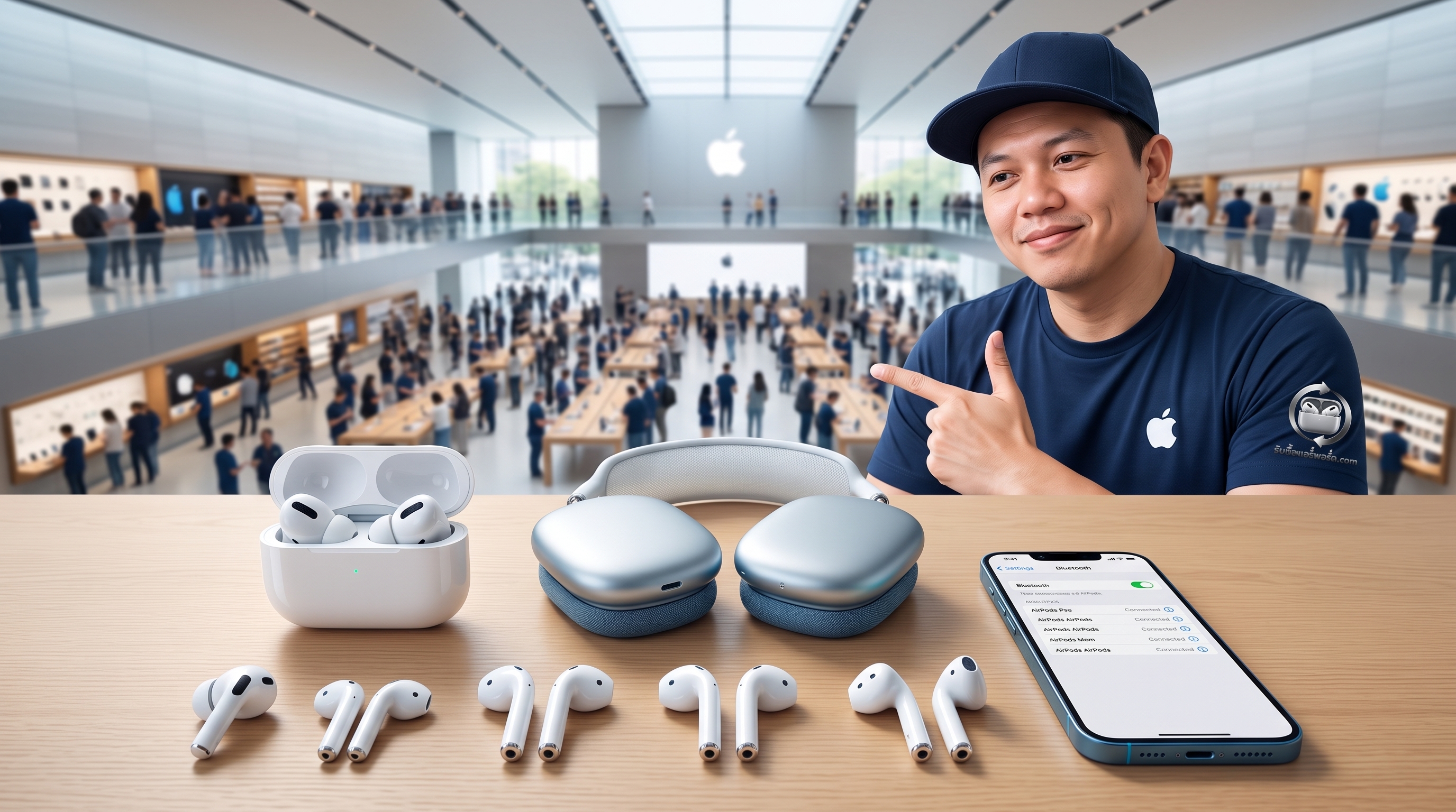 บริการรับซื้อแอร์พอร์ตใกล้ฉัน ตรวจสอบสภาพหูฟัง AirPods มือสองพร้อมเคสชาร์จ