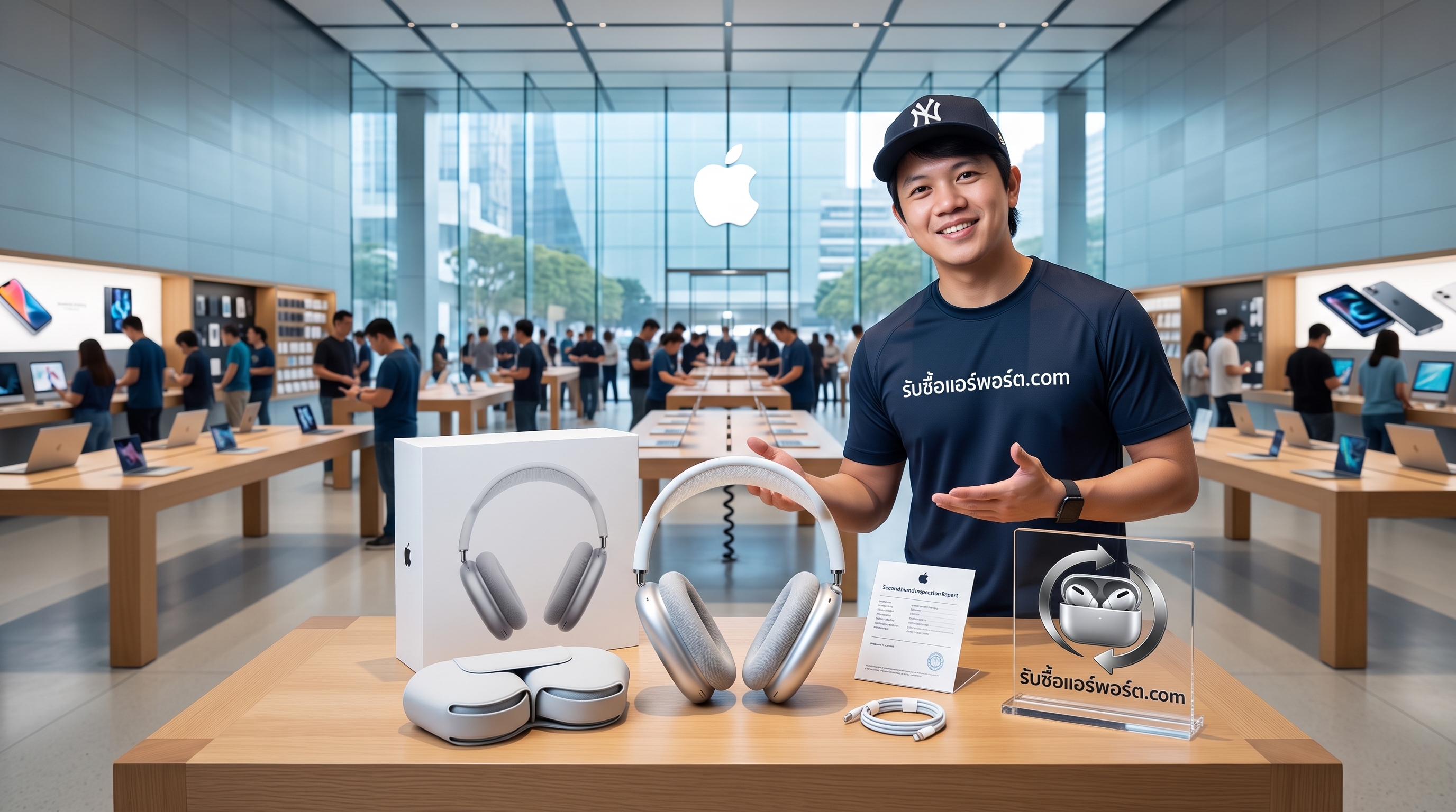 รับซื้อ AirPods Max 1 ตรวจสอบสภาพบอดี้ ฟองน้ำหูฟัง และกล่องอุปกรณ์เดิม