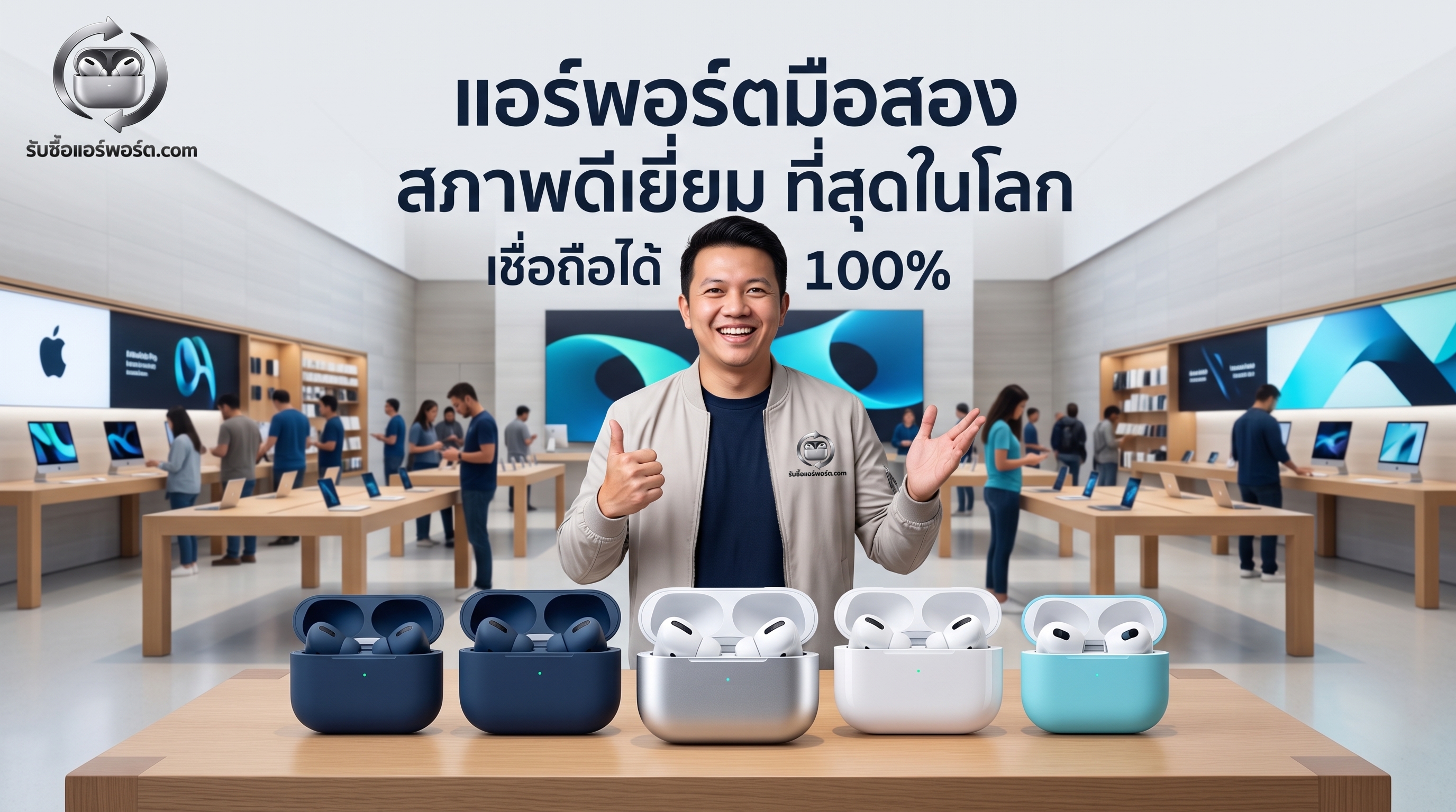 หูฟัง Apple AirPods และ AirPods Pro บนเคสชาร์จ สำหรับบริการรับซื้อสินค้ามือสอง