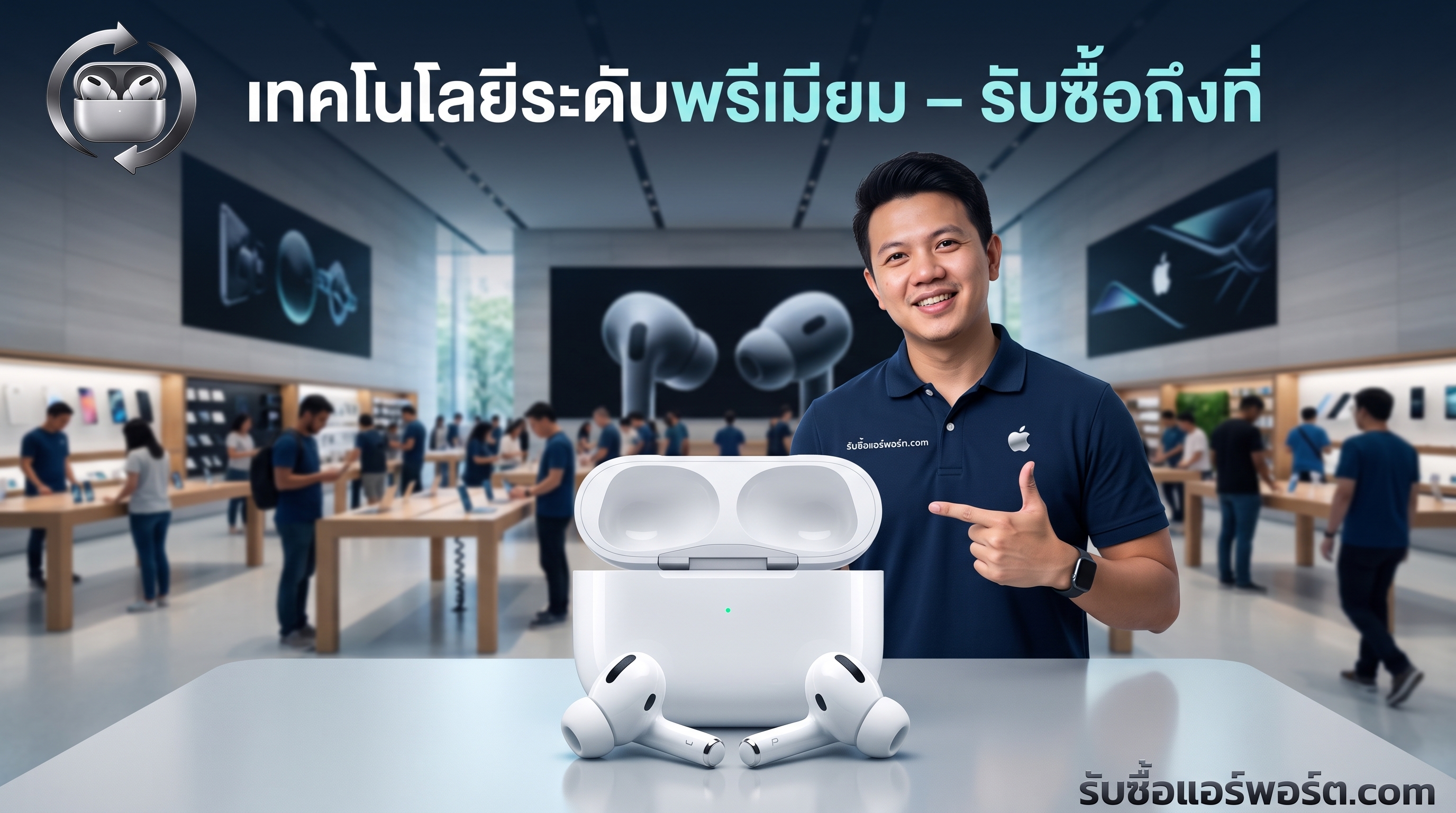 หูฟัง Apple AirPods 3 พร้อมเคสชาร์จ MagSafe และเคสชาร์จ Lightning สำหรับบริการรับซื้อ AirPods มือสอง