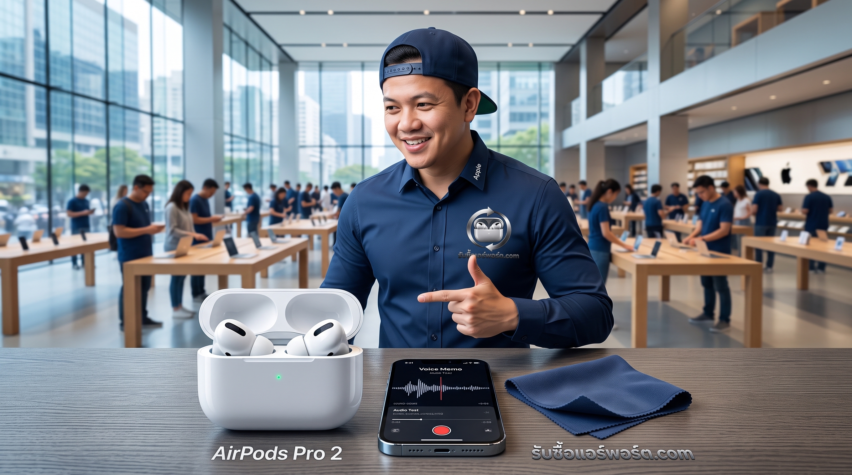การตรวจสอบสภาพหูฟัง AirPods Pro และ AirPods 4 บนเคสชาร์จสำหรับการรับซื้ออุปกรณ์มือสอง