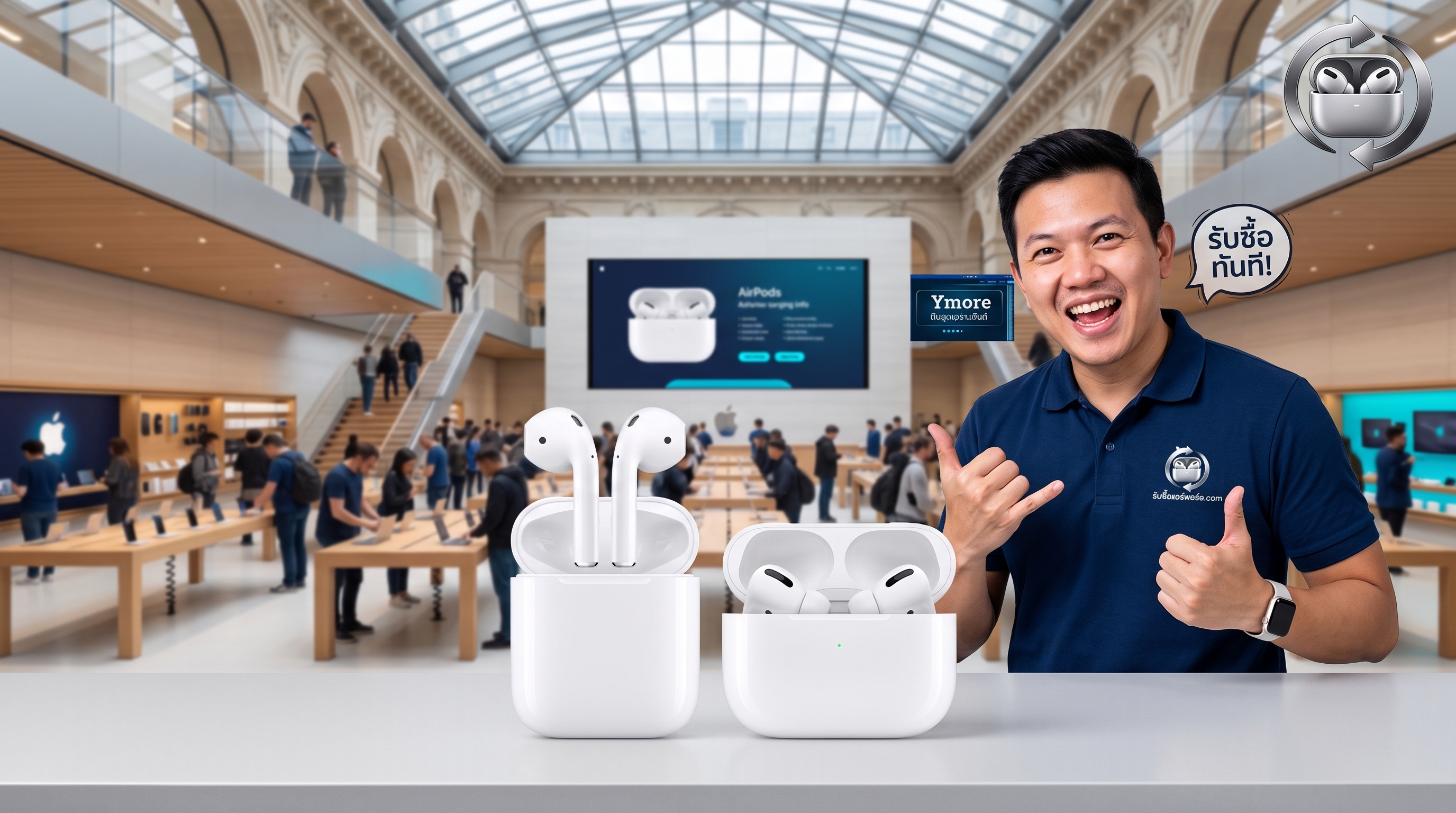 รับซื้อแอร์พอร์ตเก่า AirPods รุ่น 1 และ AirPods รุ่น 2 พร้อมเคสชาร์จและอุปกรณ์เสริม